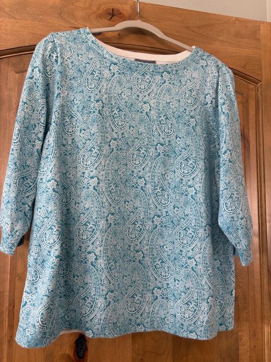 Lands' End Tops - Lands' End Aqua Paisley Boatneck Top